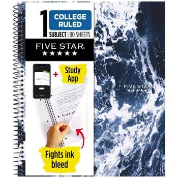 Five Star 80 Sheets College Ruled Notebook Elemental Blue Waves