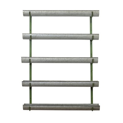 VIP Metal 45.5 in. Gray Planters on Wall Frame 5 Tier