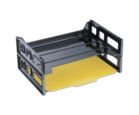Universal&#174; Side Load Letter Desk Tray, Two Tier, Plastic, Black