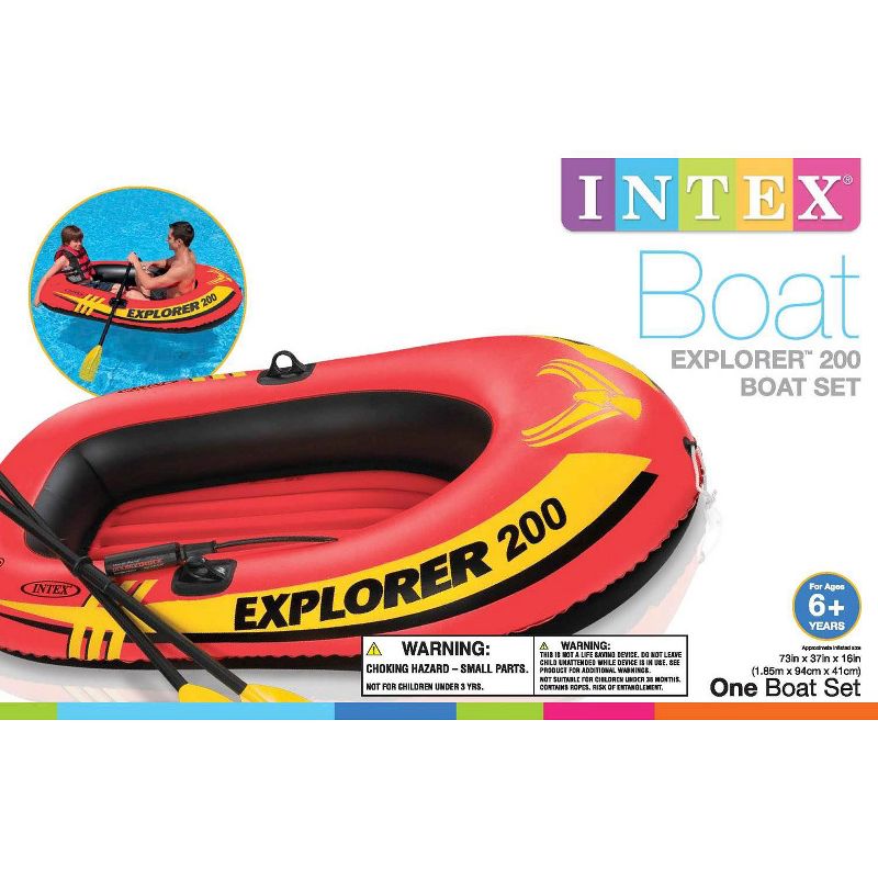 Intex Explorer 200 Inflatable 2 Person River Boat Raft Set with 2 Oars & Pump, 5 of 7