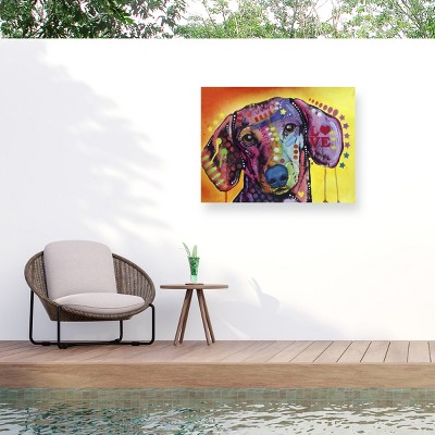 "Tilt Dachshund Love" Outdoor Canvas