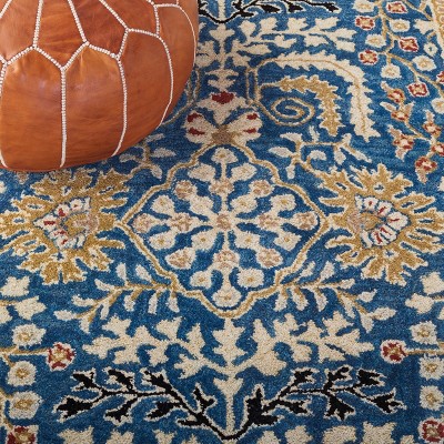 Antiquity Hand-Tufted Dark Blue and Multi Wool Round Rug