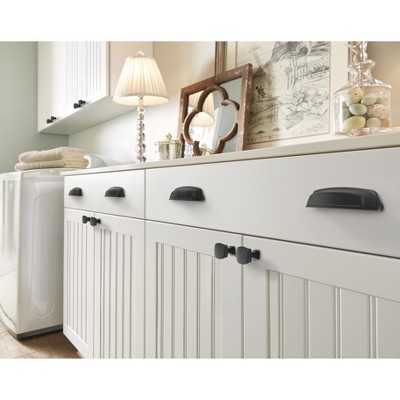 Matte Black Square Cabinet Knob with Mounting Hardware