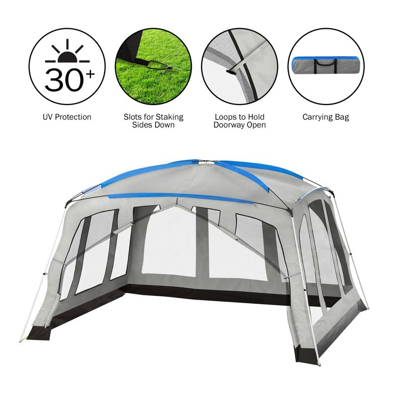Leisure Sports Enclosed Screen Tent With UV-Resistant Canopy and Carry Bag - Gray and Blue, 3 of 6