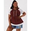 Agnes Orinda Women's Plus Size Raglan Short Sleeve Drawstring Pullover Hoodies Tops - 3 of 4