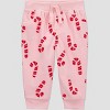 Carter's Just One You® Baby Girls' 2pc Pink Candy Canes Top and Bottom Set - Red/Pink - 2 of 4