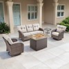 Belord Furniture Patio Set with 41" Propane Fire Pit Table, Patio Furniture Set with Sofa, 2 Swivel Patio Chairs, Accent End Table, and Fire Pit Table - 3 of 4