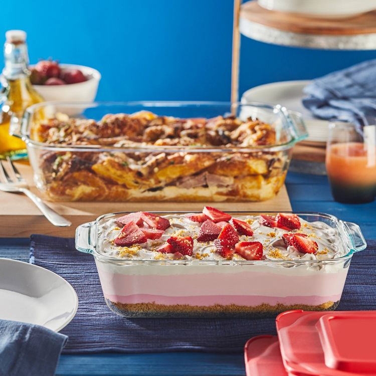 Pyrex Deep 4pc Glass Bakeware Set: Clear Baking Dishes with Lids ...
