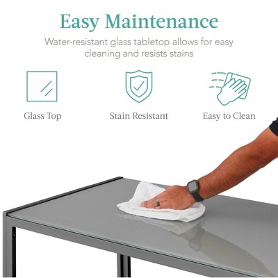 Gray 5-Piece Glass Dining Set with Faux Leather Chairs