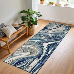 Washable Runner Rug Modern Abstract Runner Rug for Kitchen Stain Resistant Throw Carpet Low Pile Floor Cover - 1 of 4