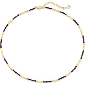 Beaded Gemstone Choker Necklace for Women, 14K Gold Plated Boho Colorful Natural Stone Bead Chain Necklace Summer Beach Handmade Jewelry - 1 of 4