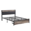 DOMETOUR Full Metal Platform Bed Frame w/ Upholstered Storage Headboard, USB Port, Footboard Drawers, No Box Spring, Large Under-Bed Storage - 4 of 4
