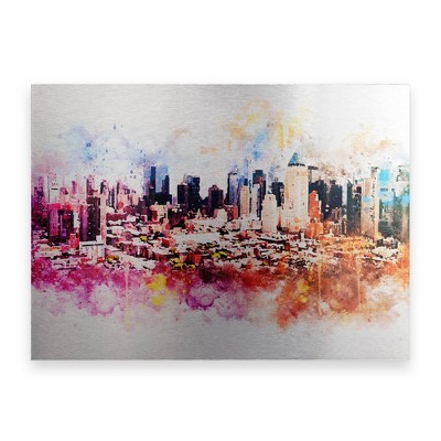 Trademark Fine Art - Philippe Hugonnard 'NYC Watercolor Collection - Hells Kitchen' Floating Brushed Aluminum Art