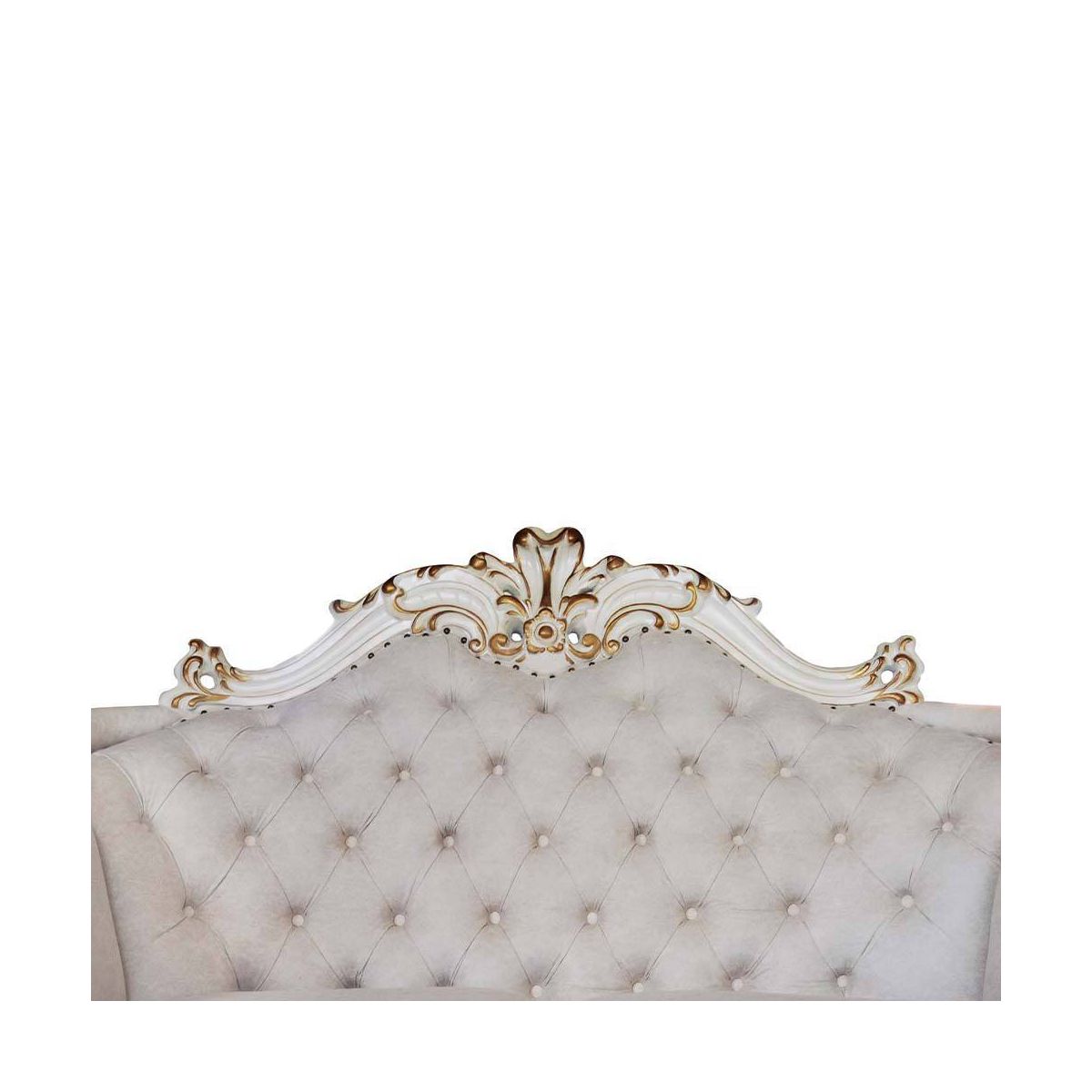 66" Vendome II Sofas Two Tone Ivory Fabric and Antique Pearl Finish - Acme Furniture: Elegant Leather Upholstery, Nailhead Trim - thumbnail 5