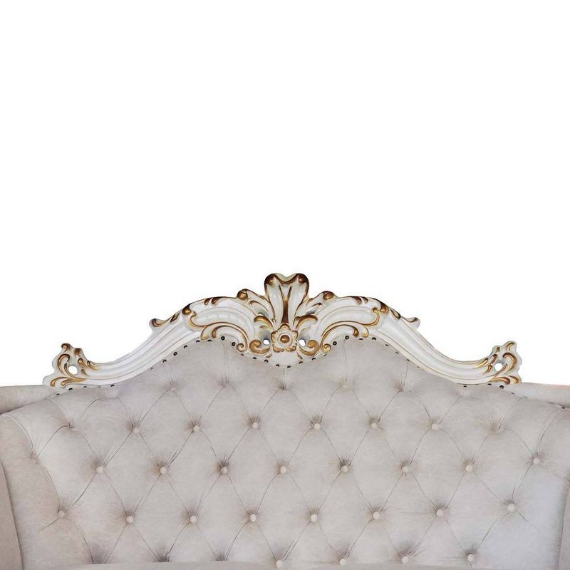66&#34; Vendome II Sofas Two Tone Ivory Fabric and Antique Pearl Finish - Acme Furniture, 5 of 9