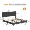 Queen Size Wood Bed Frame, Upholstered Platform Bed with Adjustable Headboard, Sturdy Wooden Slats, No Box Spring Needed, Grey - 2 of 4
