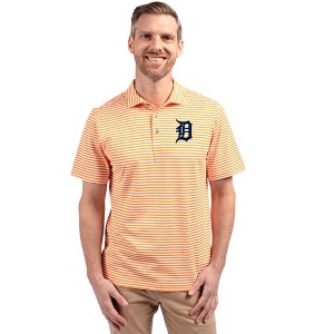Detroit Tigers Cutter & Buck Virtue Eco Pique Stripe Recycled Mens Polo - 1 of 1