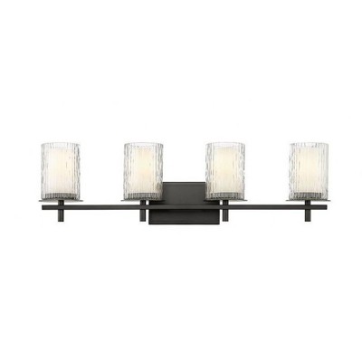 Matte Black 31" Cylinder Glass 4-Light Vanity Fixture