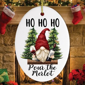 Ho Ho Ho! Pass the Merlot, Gnome Ornament| OrnamentallyYou - 1 of 4