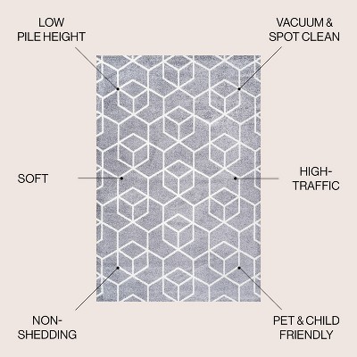 Mid-Century Geometric Flatweave Area Rug - White/Gray, 4' x 6'