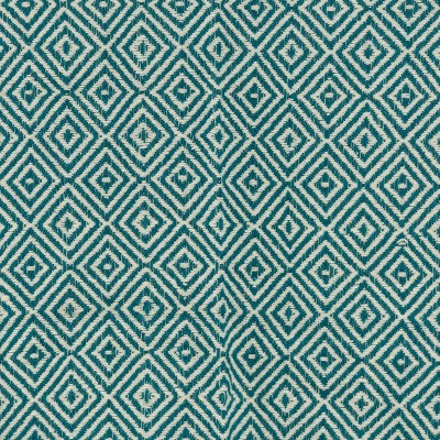 Teal and Natural Cotton Geometric Throw Blanket with Fringed Edge