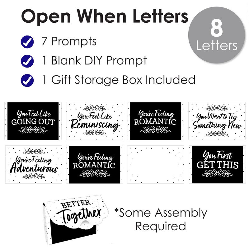Big Dot of Happiness Black and White Wedding - Date Night Cards for Couples Gift Box Kit - Open When Letters - Set of 8, 4 of 10