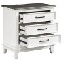Vynxaria Chesterton Collection Nightstand, 2 Tone Antique White/Dark Brown, 3 Dovetail Drawers, Power Outlet and USB - 4 of 4