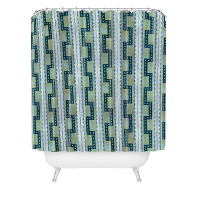 Schatzi Brown Crowley Striped Shower Curtain Green - Deny Designs