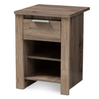 Laverne Modern and Contemporary Oak Finished 1 Drawer Nightstand Brown - Baxton Studio
