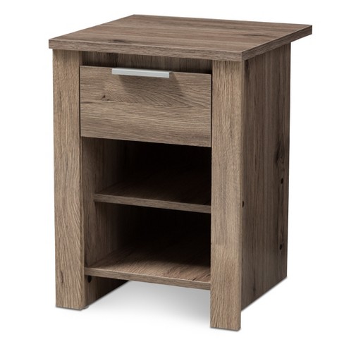 Laverne Modern And Contemporary Oak Finished 1 Drawer Nightstand Brown Baxton Studio Target