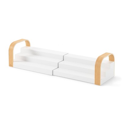 Umbra Bellwood 3-tier Spice Shelf White/Natural: Expandable Spice Organizer & Pantry Shelf, Freestanding Kitchen Storage — фото 3