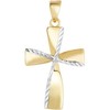14k Yellow Gold 0.8" Twist Two-Tone Cross Charm Pendant with optional Adjustable Chain Necklace - 4 of 4