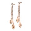 Chisel Stainless Steel Polished Rose IP-plated with Cubic Zirconia Leaf Dangle Earrings - 3 of 4