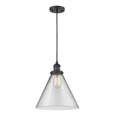 Cone - 1 Light Cord Hung Mini Pendant In Industrial Style-14 Inches Tall and 12 Inches Wide