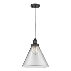 Cone - 1 Light Cord Hung Mini Pendant In Industrial Style-14 Inches Tall and 12 Inches Wide - 1 of 1