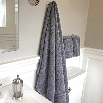 3pc Eco Melange Rayon from Bamboo Cotton Bath Towel Set Charcoal - BedVoyage