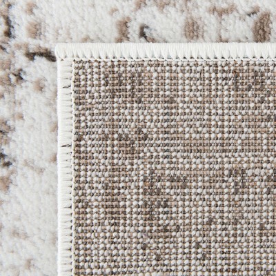 Beige and Gray Floral Motif Synthetic Area Rug