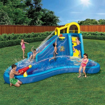 Blue and Yellow PVC Inflatable Splash Slide Lagoon Pool Water Park