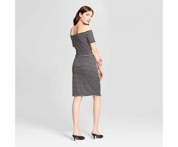 Women's Ponte Striped Dress - Vanity Room Black/White XS