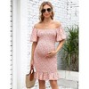 LXT-Women's Maternity Off Shoulder Smocked Ruffle Hem Dress - 4 of 4
