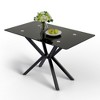 Dolonm Modern 47.24" Tempered Glass Dining Table w/Black/Gold/Silver Metal Legs,Easy Clean & Assemble for Kitchen/Dining Room - 2 of 4