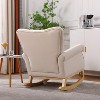 KWPZQEB Nursery Rocking Chair, Upholstered Glider Rocker Rocking Accent Chair Padded Seat with High Backrest, Comfy Armchair for Living Room - 4 of 4