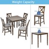 Lyngins 5-Piece Counter Height Dining Table Set – Square Table & 4 Upholstered Armless Chairs, X-shaped Backrest, Wooden Kitchen Table Set for 4 - 2 of 4