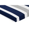 Sweet Jojo Designs Boy or Girl Gender Neutral Unisex Baby Fitted Mini Crib Sheet Stripe Navy Blue Grey and White - 2 of 4