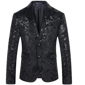 Cloudstyle Men's Dress Floral Suit Notched Lapel Slim Fit Stylish Blazer Dress Suit - 1 of 4
