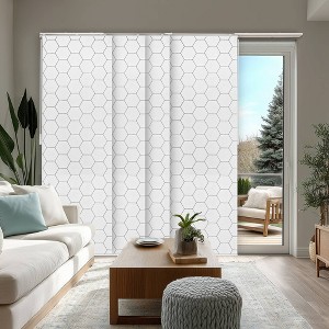 86"x96" Chicology Light Filtering Panel Track Hexagon Blind White - 1 of 4