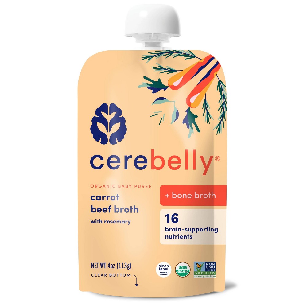 Photos - Baby Food Cerebelly Bone Broth Baby Meals Pouch - Carrot Beef Broth - 4oz