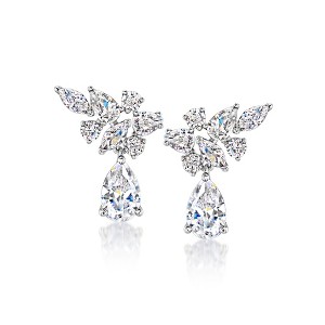 Ross-Simons Rhodium-Plated Climber Drop Earrings With 3.50 ct. t.w. Czs - 1 of 3