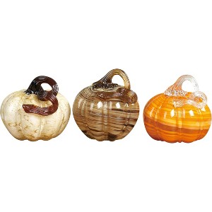 Transpac Glass Autumn Pumpkin Set of 3 Decorative Objects for Fall Home Decor - 1 of 1