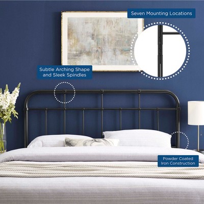 Alessia Full Black Powder-Coated Iron Spindle Headboard